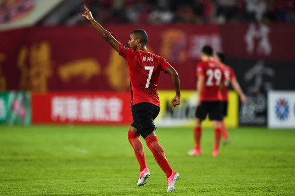 Futebolista Brasileiro Alan Carvalho Guangzhou Evergrande Taobao China Comemora Depois — Fotografia de Stock