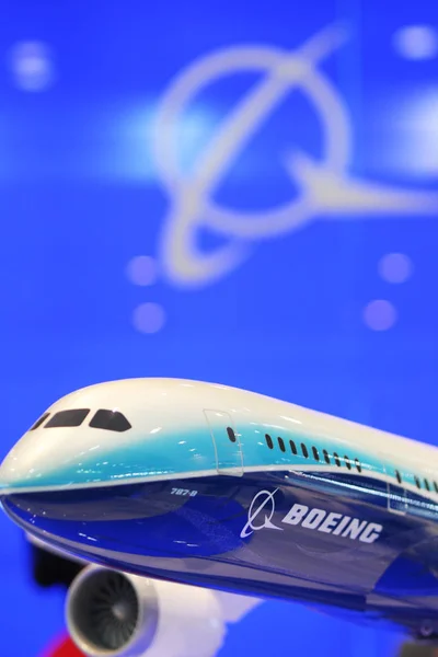 Avião Modelo Boeing Está Exibição Durante Exposição Aviação China 2011 — Fotografia de Stock
