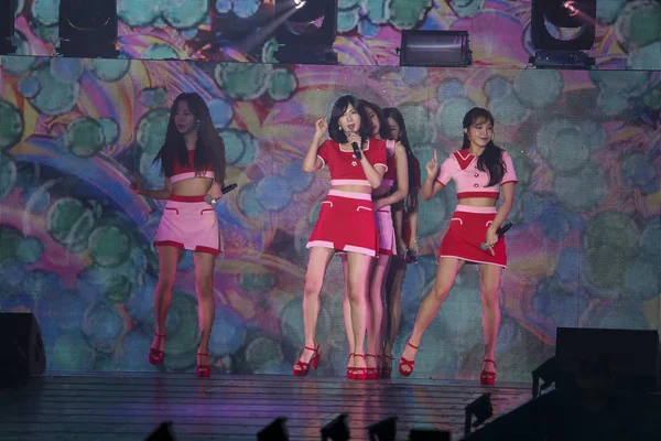 Membrii Grupului Sud Coreean Fete Roz Cântă Timpul Turneului Asia — Fotografie, imagine de stoc
