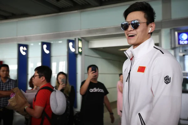 Estrela Natação Chinesa Sun Yang Retratado Depois Voltar Campeonato Mundial — Fotografia de Stock
