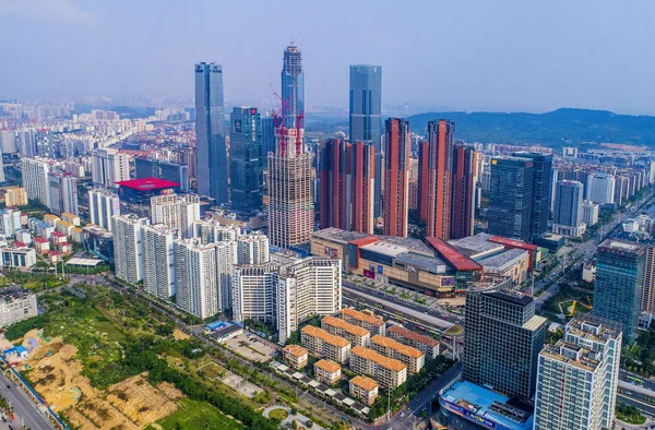 Luchtfoto Van Wolkenkrabbers Residentiële Hoogbouw Nanning Stad Zuid China Zhuang — Stockfoto