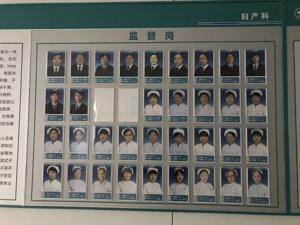 中国の妊婦Ma Rongrongの自殺に関与する2人の医療従事者の写真は 中国北西部のShaanxi省 ユリン郡のユリン第1病院のスイデ化合物でボードから削除されます — ストック写真