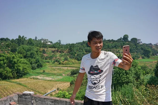 Petani Cina Liu Jinying Yang Merupakan Selebriti Online Membuat Siaran — Stok Foto