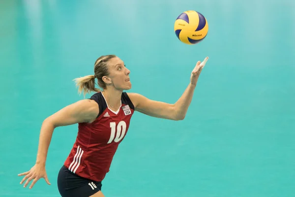 Jordan Larson Usa Spikes Gegen Russland Während Des Spiels Des — Stockfoto