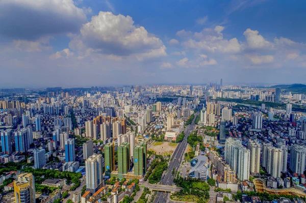 Пташиного Польоту Багатоповерхових Житлових Будинків Місті Nanning Південному Китаї Гуансі — стокове фото