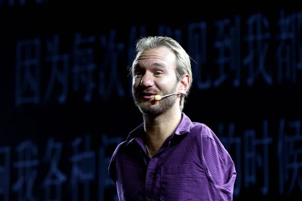 Australian Christian Evangelist Motivational Speaker Nick Vujicic Who Born Limbs — Stock Photo, Image