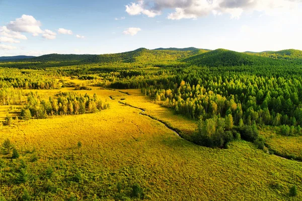 Pohled Ptačí Oko Ukazuje Scenérii Velkého Khinganského Pohoří Známé Také — Stock fotografie