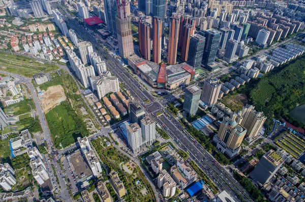 Légi Felvétel Felhőkarcolók Sokemeletes Lakóépületek Nanning City Dél Kína Guangxi — Stock Fotó