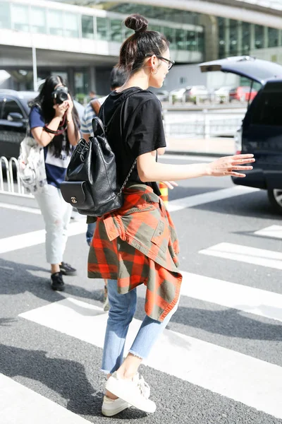 Chinese Model Liu Wen Pictured Beijing Capital International Airport Beijing — Stock Photo, Image