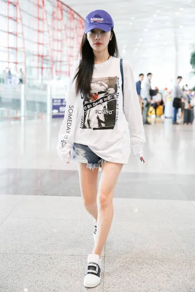 Çinli Oyuncu Xiaolu Olarak Bilinen Jacqueline Pekin Uluslararası Havaalanı Pekin — Stok fotoğraf