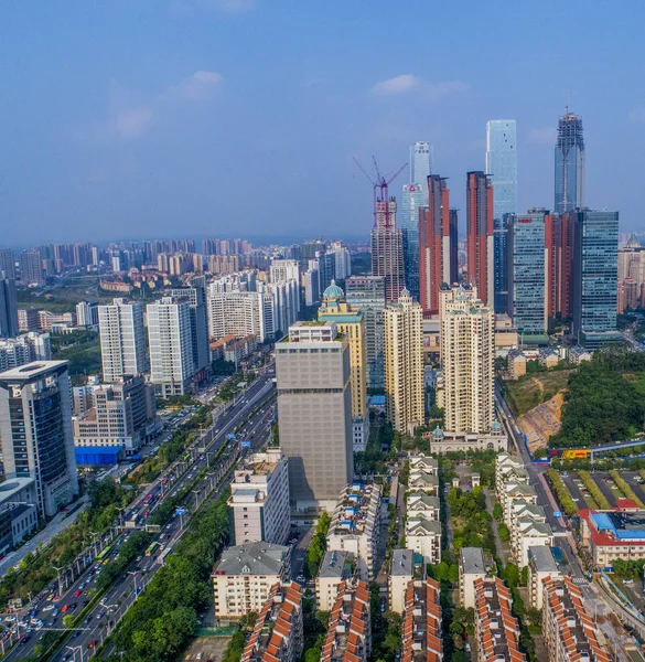 Légi Felvétel Felhőkarcolók Sokemeletes Lakóépületek Nanning City Dél Kína Guangxi — Stock Fotó