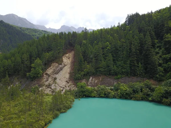 Pohled Pevninu Údolí Jiuzhaigou Zemětřesení Velikosti Jiuzhaigou Ngawa Tibetské Qiang — Stock fotografie