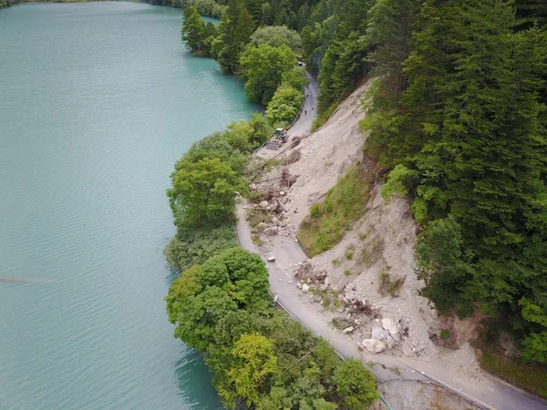 Bulldozer Limpar Uma Estrada Danificada Terremoto Magnitude Destino Turístico Jiuzhaigou — Fotografia de Stock