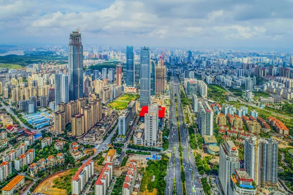 Luchtfoto Van Wolkenkrabbers Hoogbouw Residentiële Gebouwen Nanning City Zuid China — Stockfoto