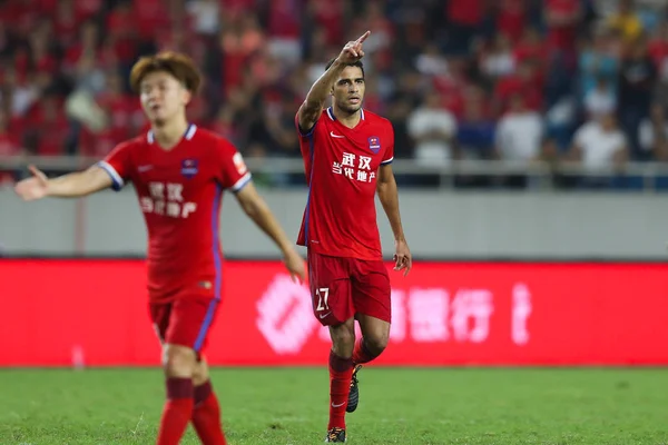 Croatian Football Player Alan Kardec Left Chongqing Dangdai Lifan Celebrates — Stock Photo, Image