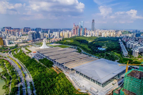 Aerial View Exhibition Hall Construction Nanning City South China Guangxi — Stock Photo, Image