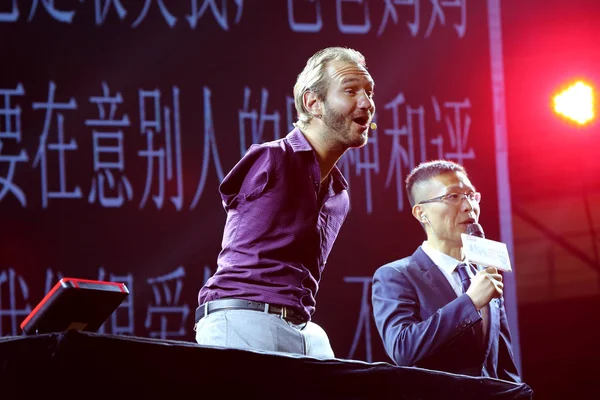 Der Australische Christliche Evangelist Und Motivationsredner Nick Vujicic Der Ohne — Stockfoto