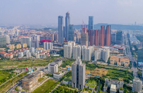 Вид Хмарочосами Багатоповерхових Житлових Будинків Місті Nanning Південному Китаї Гуансі — стокове фото