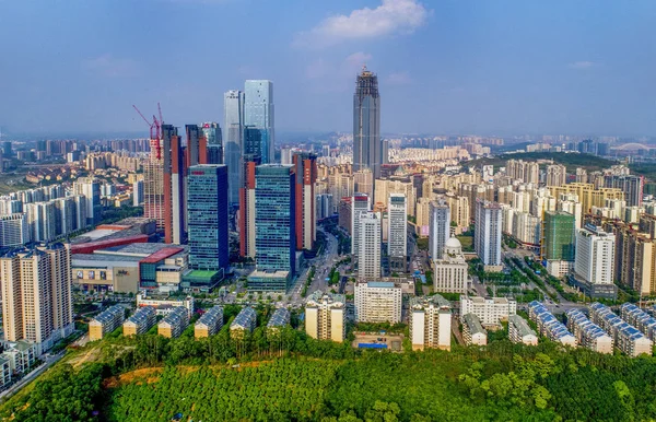 Légi Felvétel Felhőkarcolók Sokemeletes Lakóépületek Nanning City Dél Kína Guangxi — Stock Fotó