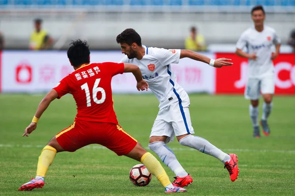 Albanees Voetballer Valdet Rama Rechts Yanbian Funde Uitdagingen Jiang Zhe — Stockfoto