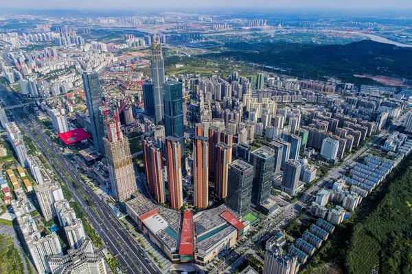 Luchtfoto Van Wolkenkrabbers Residentiële Hoogbouw Nanning Stad Zuid China Zhuang — Stockfoto