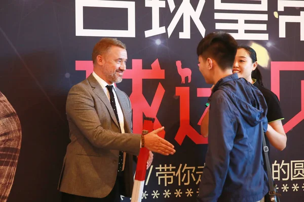 Jogador Snooker Escocês Aposentado Stephen Hendry Esquerda Participa Uma Conferência — Fotografia de Stock