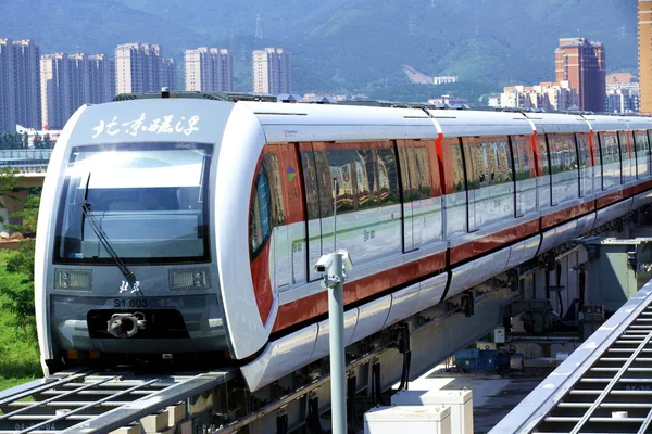 Bir Maglev Tren Pekin Bir Deneme Operasyonu Sırasında Çalışır Çin — Stok fotoğraf