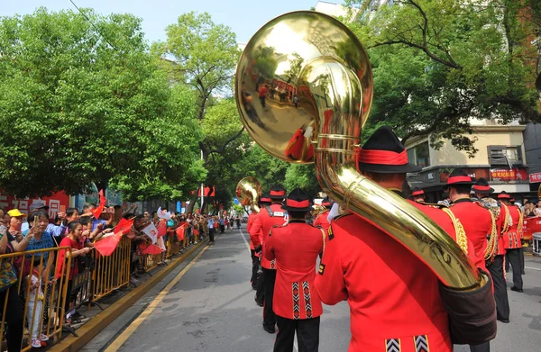 Członkowie New Zealand Army Band Wykonać Podczas Nanchang Wojskowych Tattoo — Zdjęcie stockowe