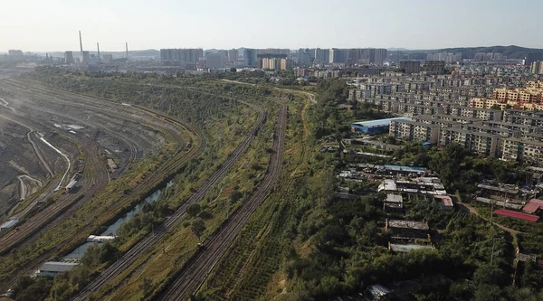 Вид Воздуха Угольную Шахту Фушунь Ист Городе Фушунь Северо Восточная — стоковое фото