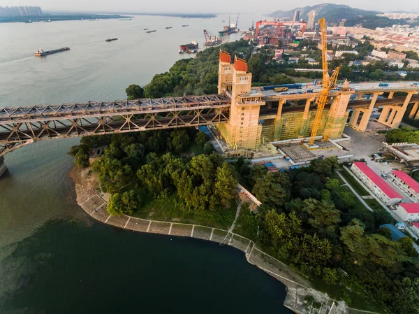 Aerial View Steel Framework Nanjing Yangtze River Bridge Bridge Floor — Stock Photo, Image