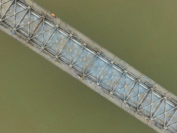 Letecký Pohled Ocelové Nosné Nanjing Yangtze River Bridge Podlaze Most — Stock fotografie