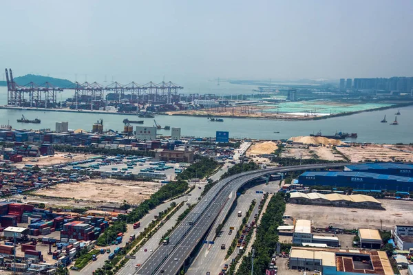 Vista Porto Dachan Bay Construção Área Qianhai Shekou Shenzhen Parte — Fotografia de Stock