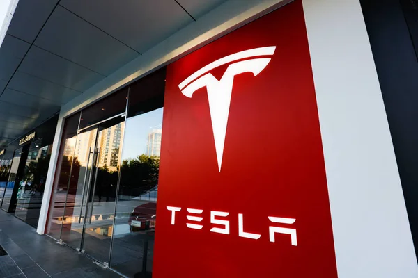 Veduta Una Concessionaria Tesla Pechino Cina Settembre 2016 — Foto Stock