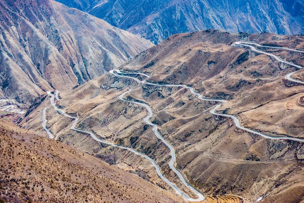 Vista Aérea Nujiang Turns Uma Seção Estrada Sinuosa Com Curvas — Fotografia de Stock