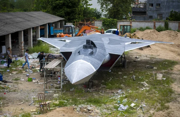 Modelo Tamanho Real Avião Caça Furtivo Força Aérea Chinesa Pla — Fotografia de Stock