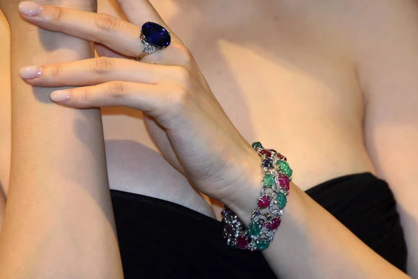 Modèle Arbore Une Gemme Cartier Art Déco Sertie Diamants Bracelet — Photo