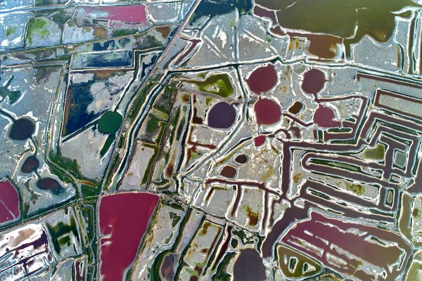 Vista Aérea Del Colorido Lago Salado Yuncheng Famoso Lago Salado — Foto de Stock