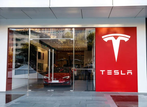 Veduta Una Concessionaria Tesla Pechino Cina Settembre 2016 — Foto Stock