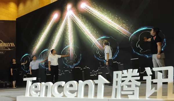 Vue Cérémonie Ouverture Plateforme Ouverte Fuzhou Tencent Dans Ville Fuzhou — Photo