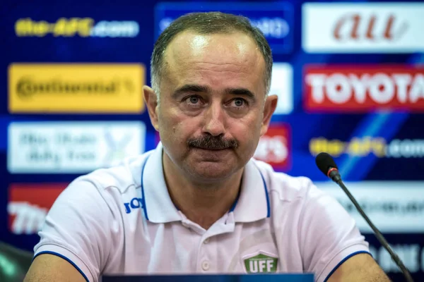 Treinador Principal Samvel Babayan Equipe Nacional Futebol Uzbequistão Participa Uma — Fotografia de Stock