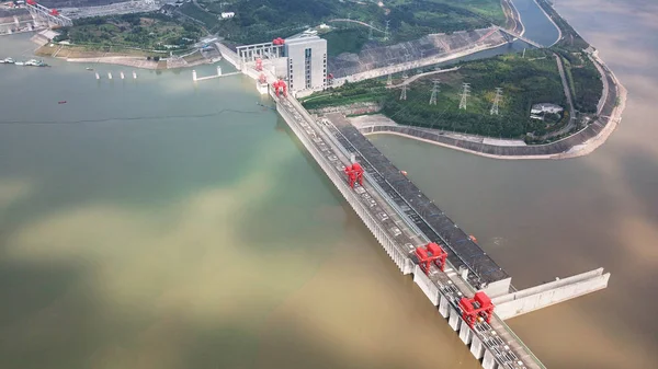 Vue Panoramique Barrage Des Trois Gorges Exploité Par China Three — Photo