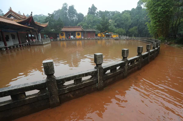 View Floodwater Overflowed Heilongtan Black Dragon Pond Rising Water Levels — Stock Photo, Image