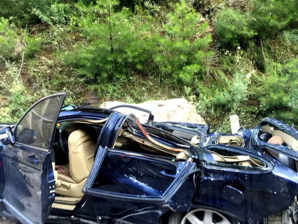 View Car Devastated Magnitude Earthquake Jiuzhaigou Tourist Destination Zhangzha Town — 图库照片