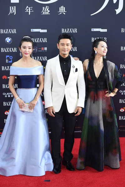 Зліва Китайський Актор Хуан Сяне Актриси Бінбін Чжан Цзиі Прибути — стокове фото