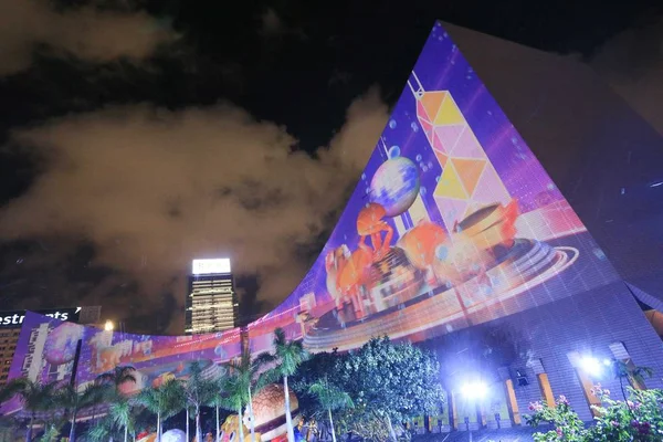 Pemandangan Hong Kong Pulse Light Show Hong Kong Cultural Centre — Stok Foto