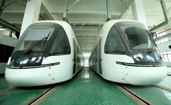 Den Optics Valley Quantum Spårvagnar Testas Station Wuhan Stad Centrala — Stockfoto