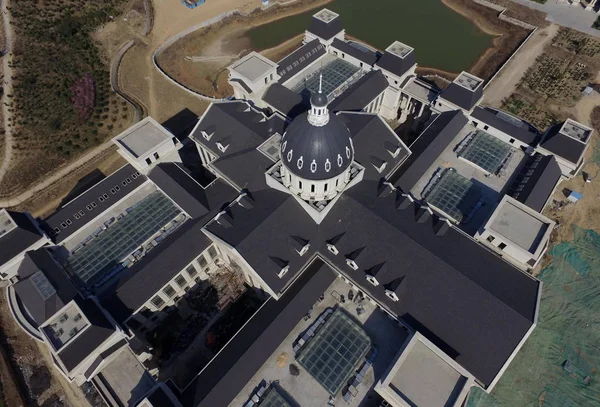 Vista Aérea Edifício Estilo Europeu Campus Zilonghu Universidade Agrícola Henan — Fotografia de Stock