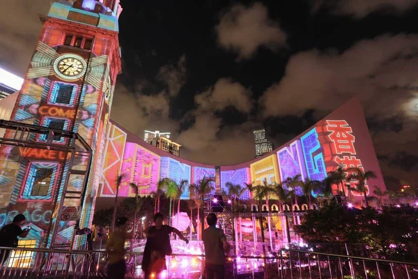 Vista Hong Kong Pulse Light Show Centro Cultural Hong Kong — Fotografia de Stock