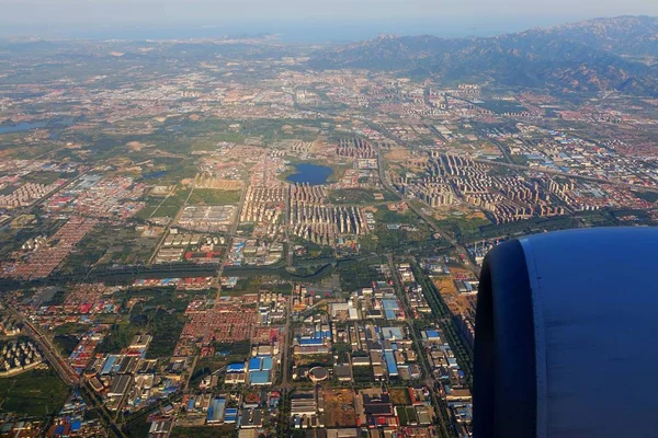 Luftaufnahme Von Gebäuden Und Straßen Der Stadt Qingdao Provinz Shandong — Stockfoto