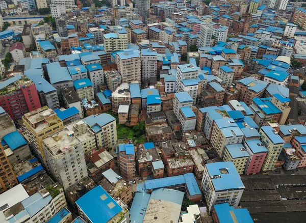 Εναέρια Θέα Των Παράνομα Χτιμένων Μπλε Στέγες Που Χτίστηκαν Από — Φωτογραφία Αρχείου